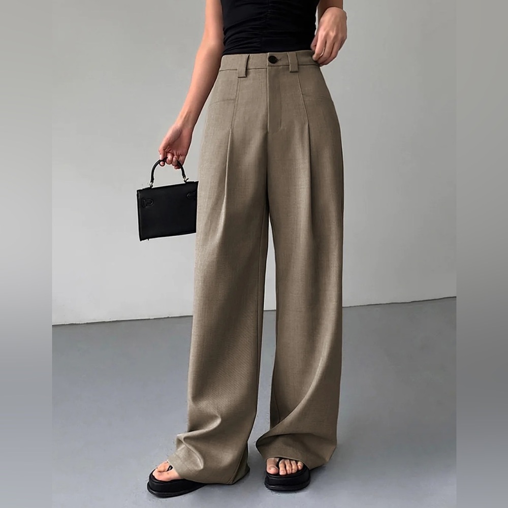 Tan wide leg pants from Commense
